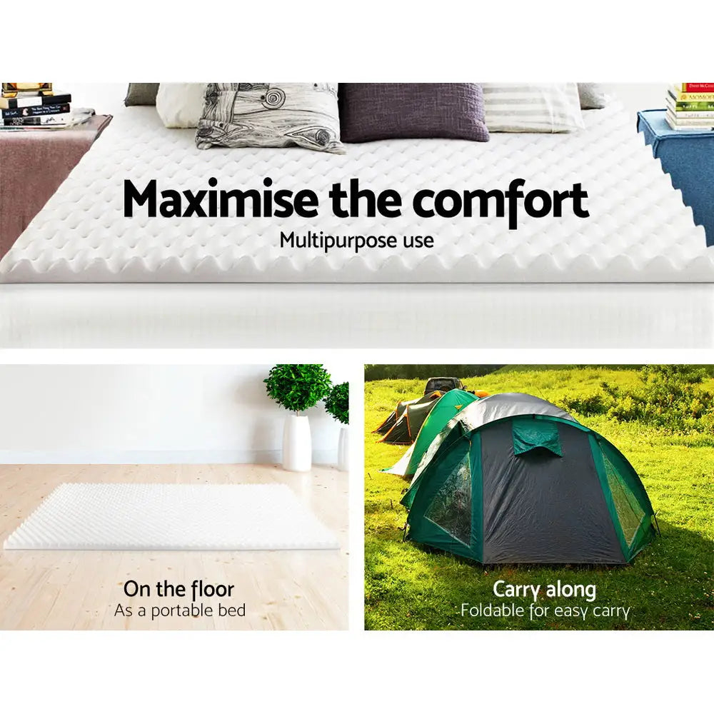 Giselle Bedding Memory Foam Mattress Topper Egg Crate 5cm Double - Furniture > Mattresses