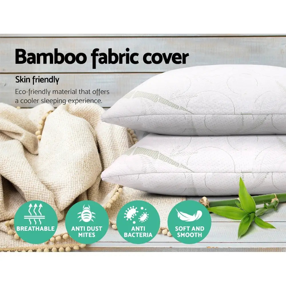 Giselle Bedding Memory Foam Pillow Bamboo Twin Pack - Home & Garden > Bedding