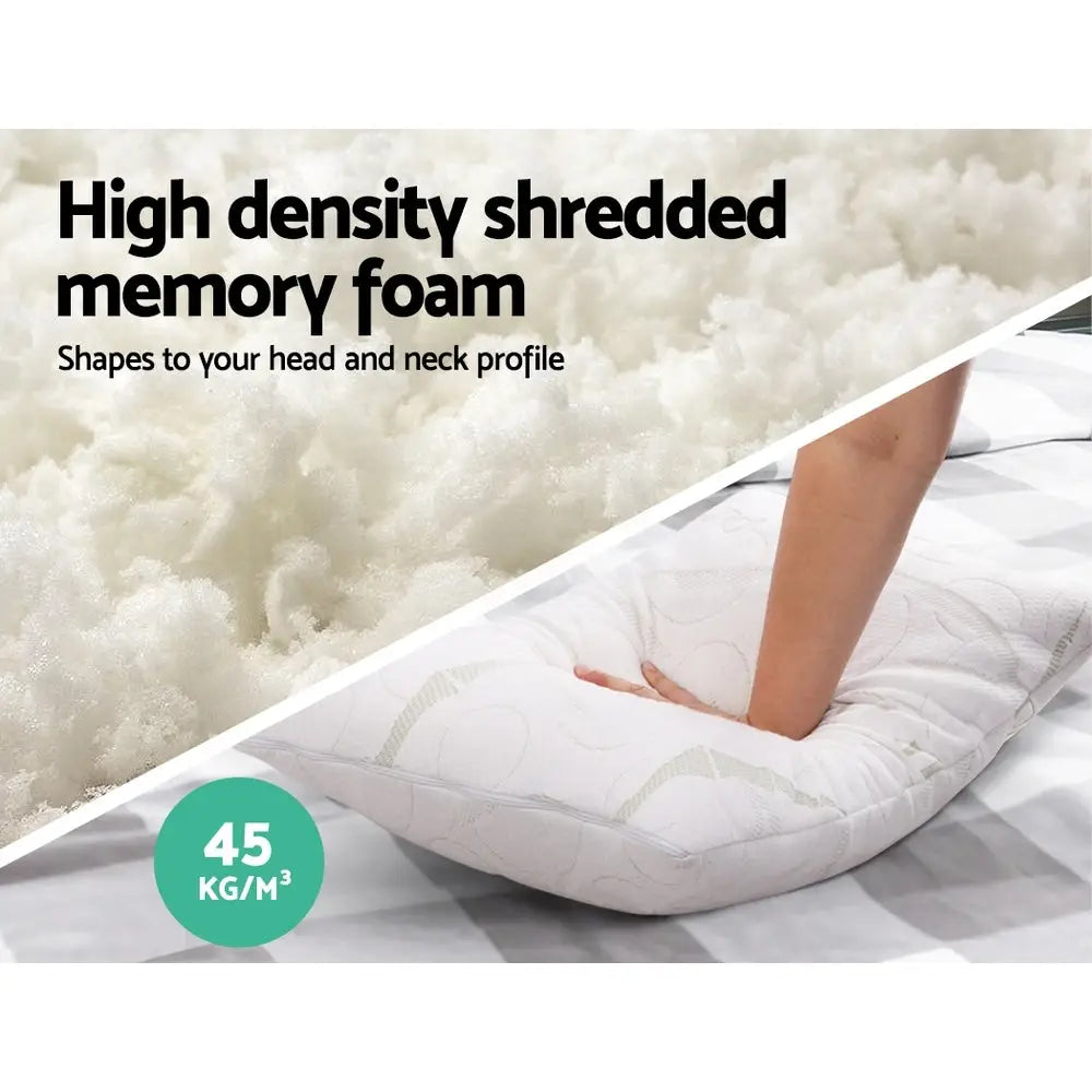 Giselle Bedding Memory Foam Pillow Bamboo Twin Pack - Home & Garden > Bedding