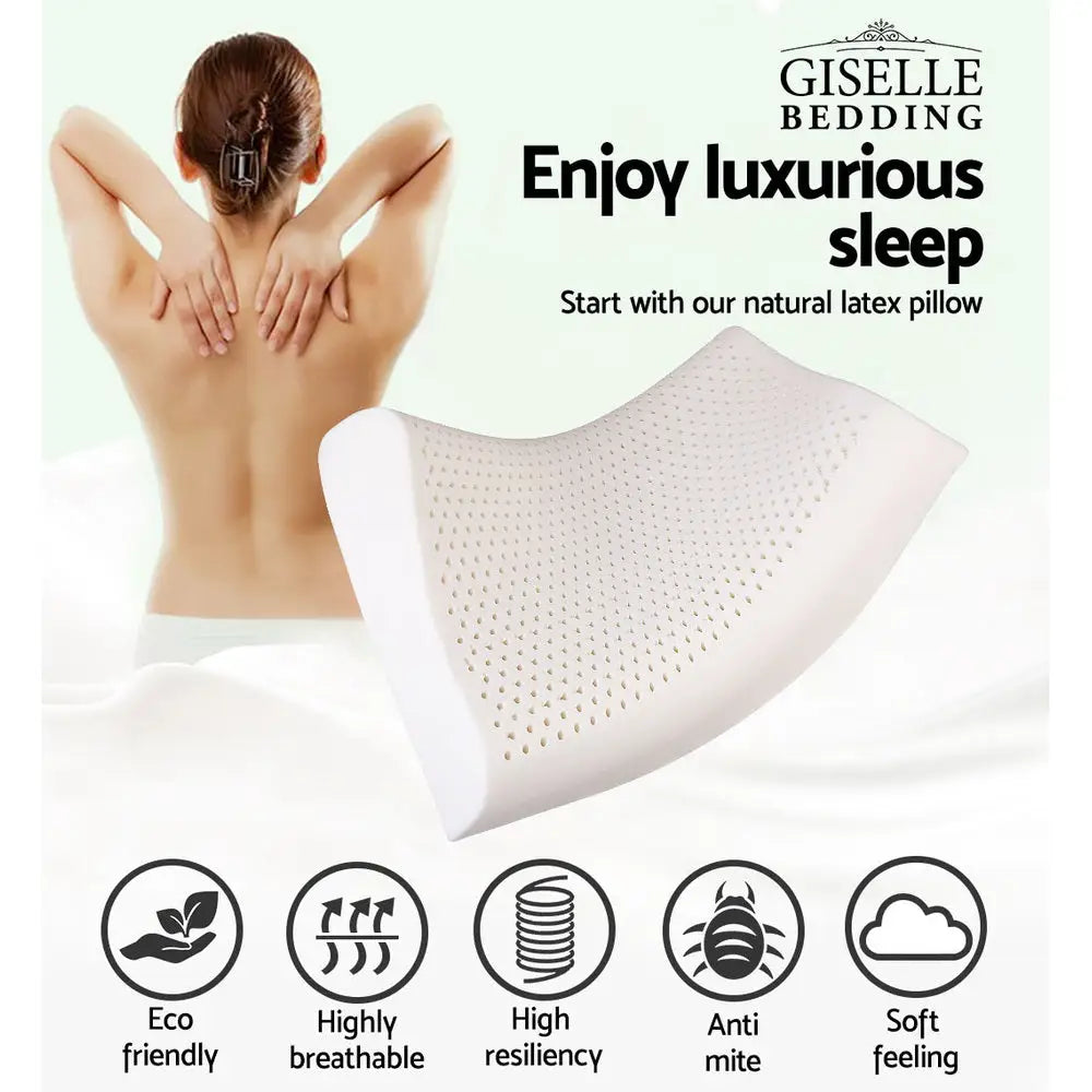 Giselle Bedding Natural Latex Pillow 2-Zone Twin Pack - Home & Garden > Bedding