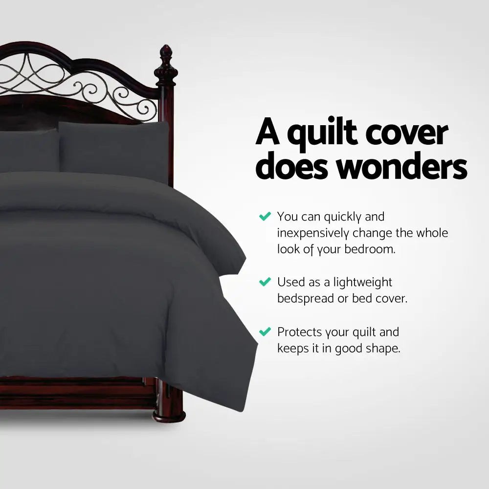 Giselle Bedding Quilt Cover Set Classic Black Queen - Home & Garden > Bedding