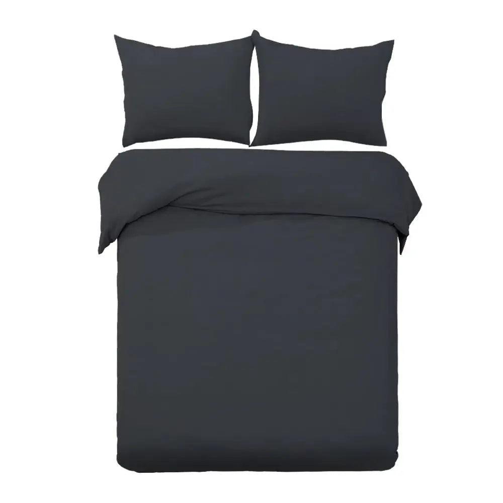 Giselle Bedding Quilt Cover Set Classic Black Queen - Home & Garden > Bedding