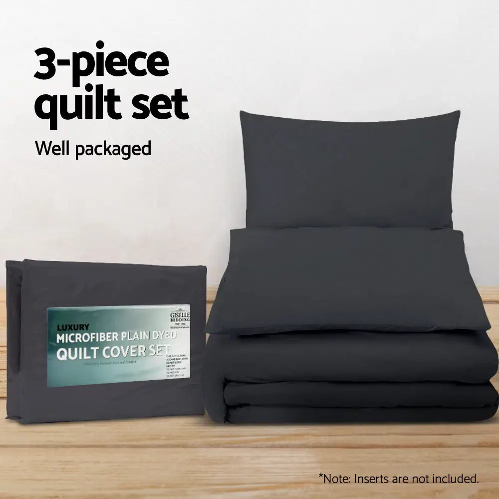 Giselle Bedding Quilt Cover Set Classic Black Super King - Home & Garden > Bedding