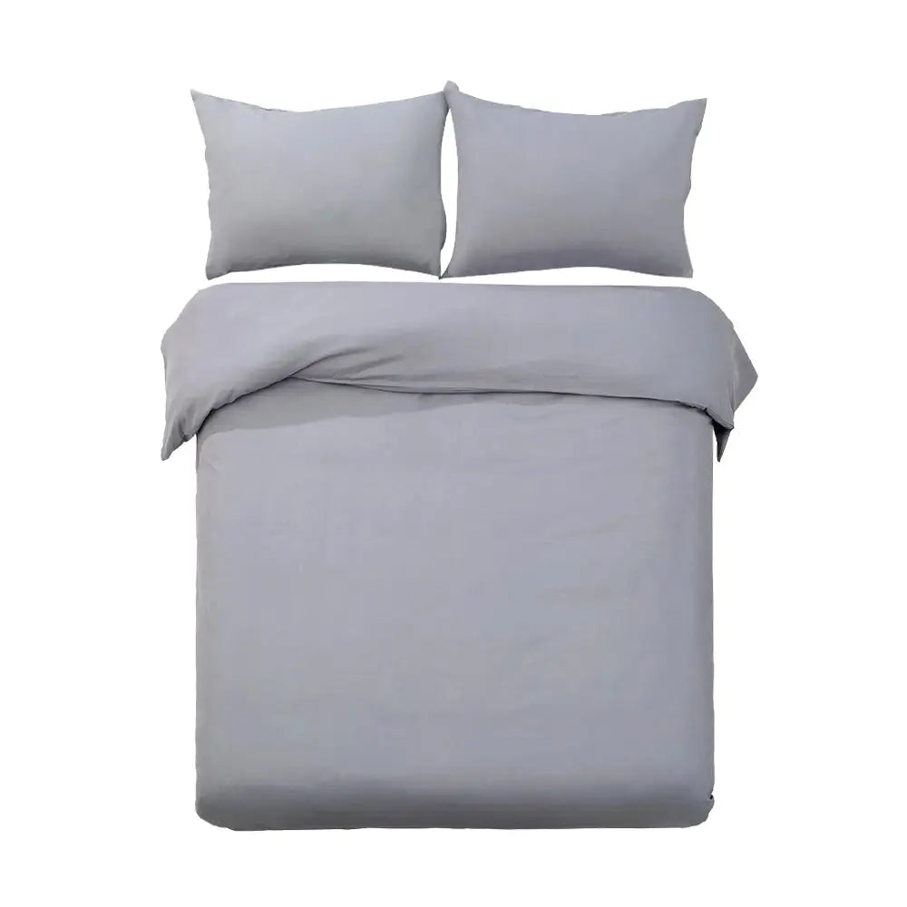 Giselle Bedding Quilt Cover Set Classic Grey Queen - Home & Garden > Bedding