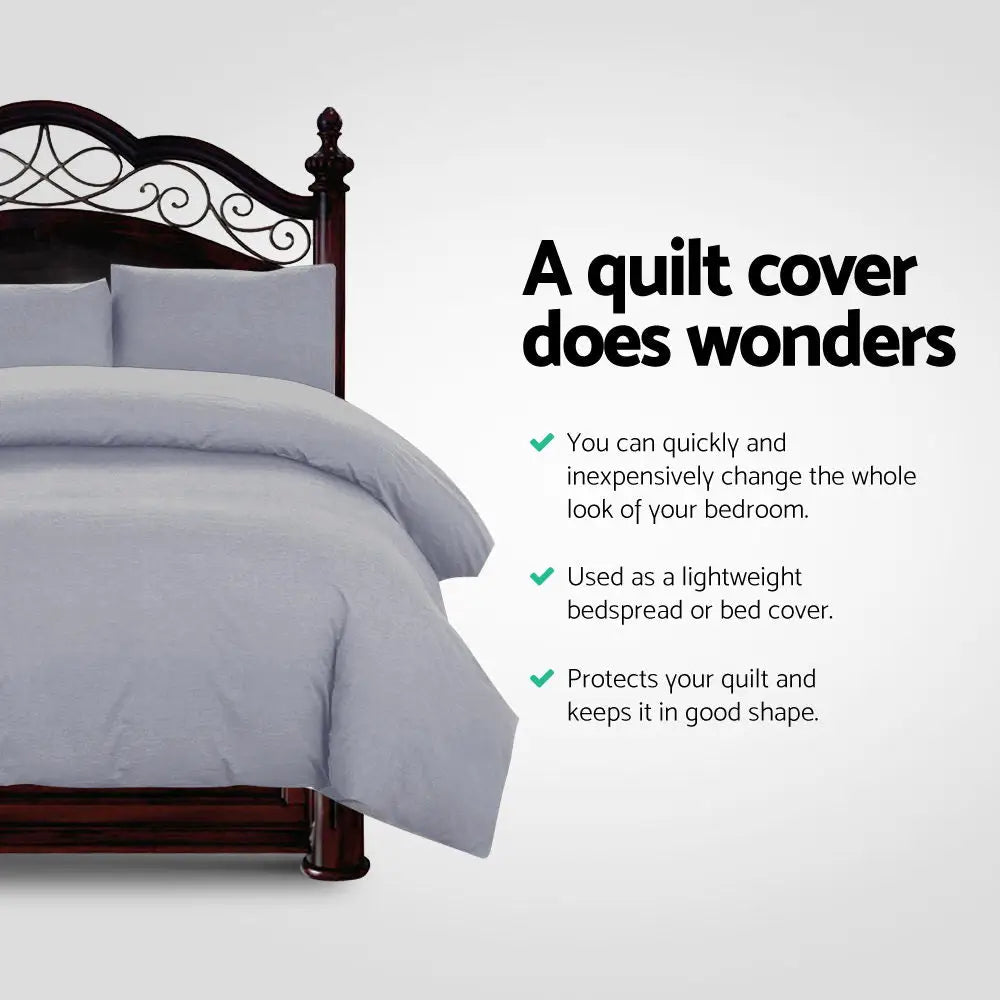 Giselle Bedding Quilt Cover Set Classic Grey Super King - Home & Garden > Bedding