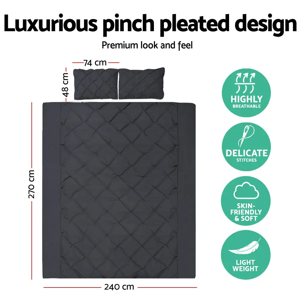 Giselle Bedding Quilt Cover Set Diamond Black Super King - Home & Garden > Bedding