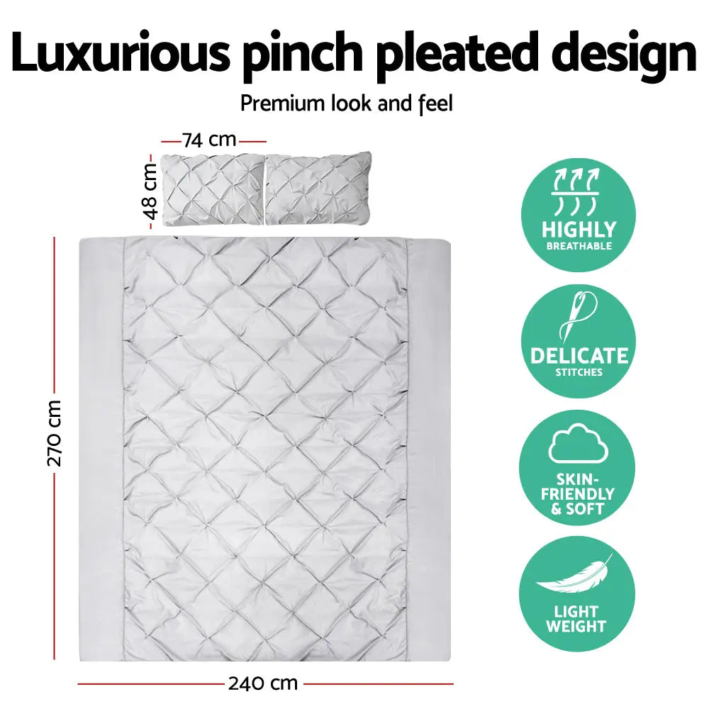 Giselle Bedding Quilt Cover Set Diamond Grey Super King - Home & Garden > Bedding