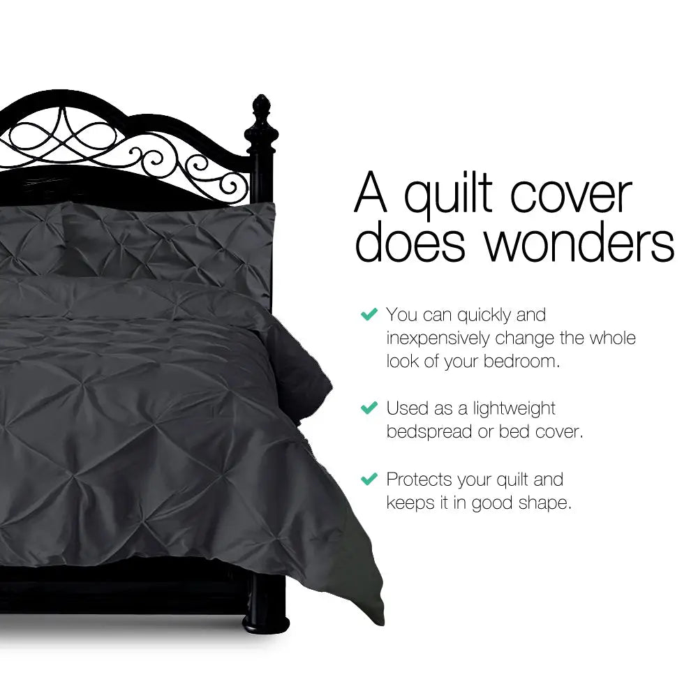 Giselle Bedding Quilt Cover Set Diamond Pinch Black King - Home & Garden > Bedding