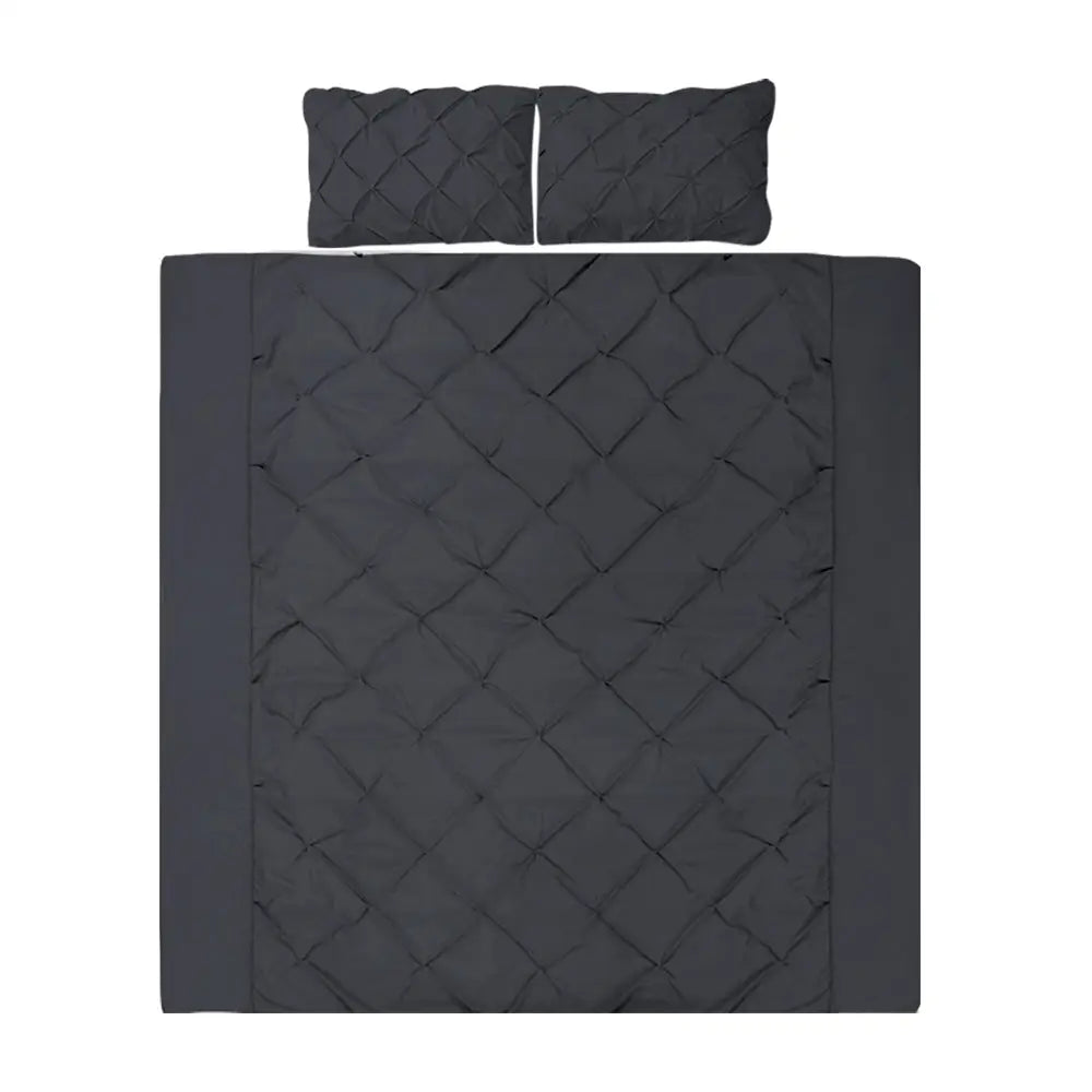 Giselle Bedding Quilt Cover Set Diamond Pinch Black King - Home & Garden > Bedding