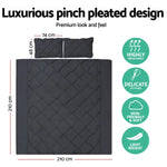 Giselle Bedding Quilt Cover Set Diamond Pinch Black Queen - Home & Garden > Bedding