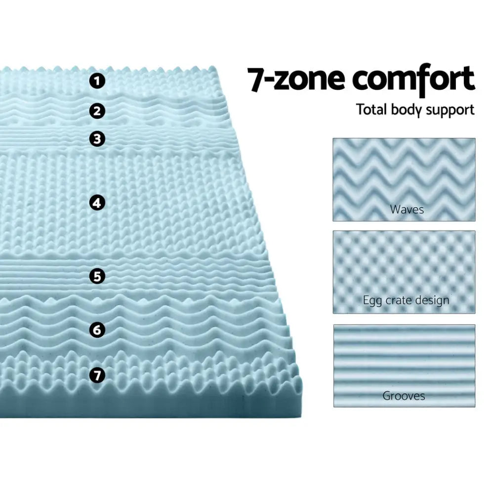 Giselle Memory Foam Mattress Topper 7-Zone 8cm King Single - Furniture > Mattresses > Mattress Toppers