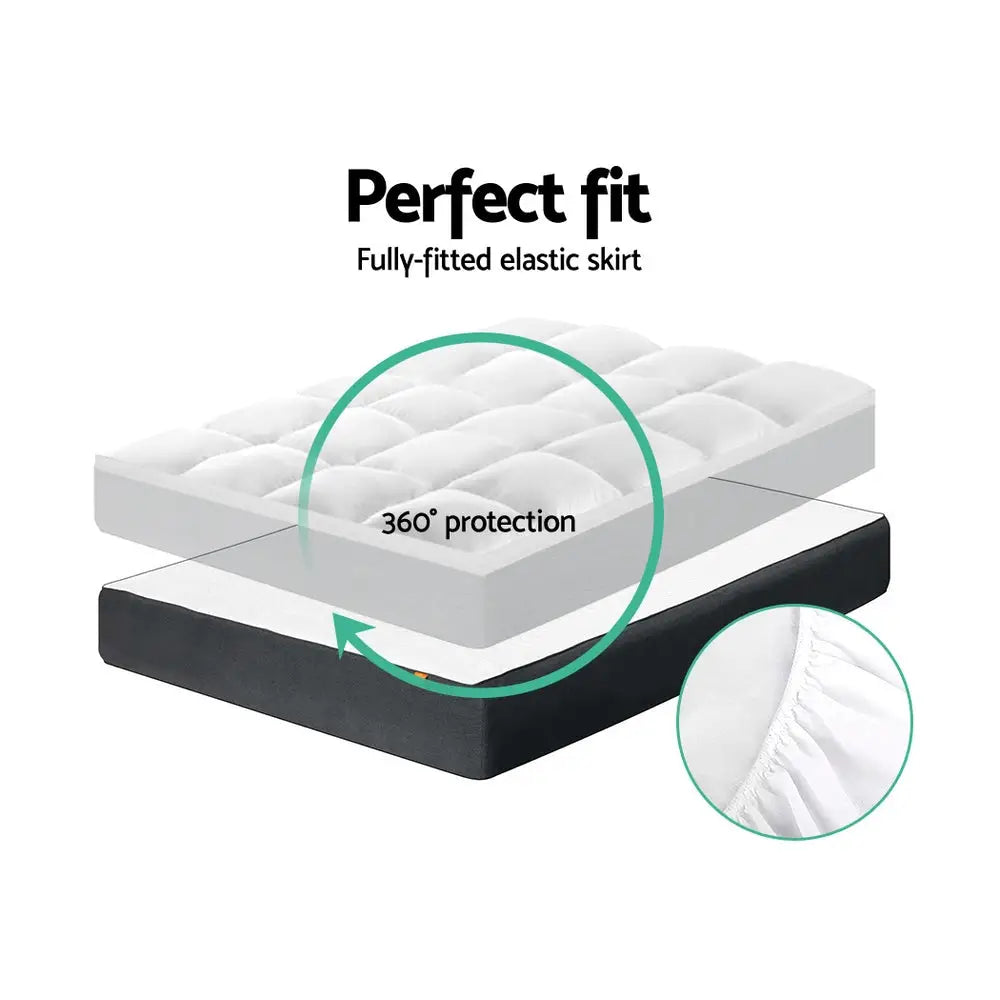 Giselle Queen Mattress Topper Pillowtop 1000GSM Microfibre Filling Protector - Home & Garden > Bedding