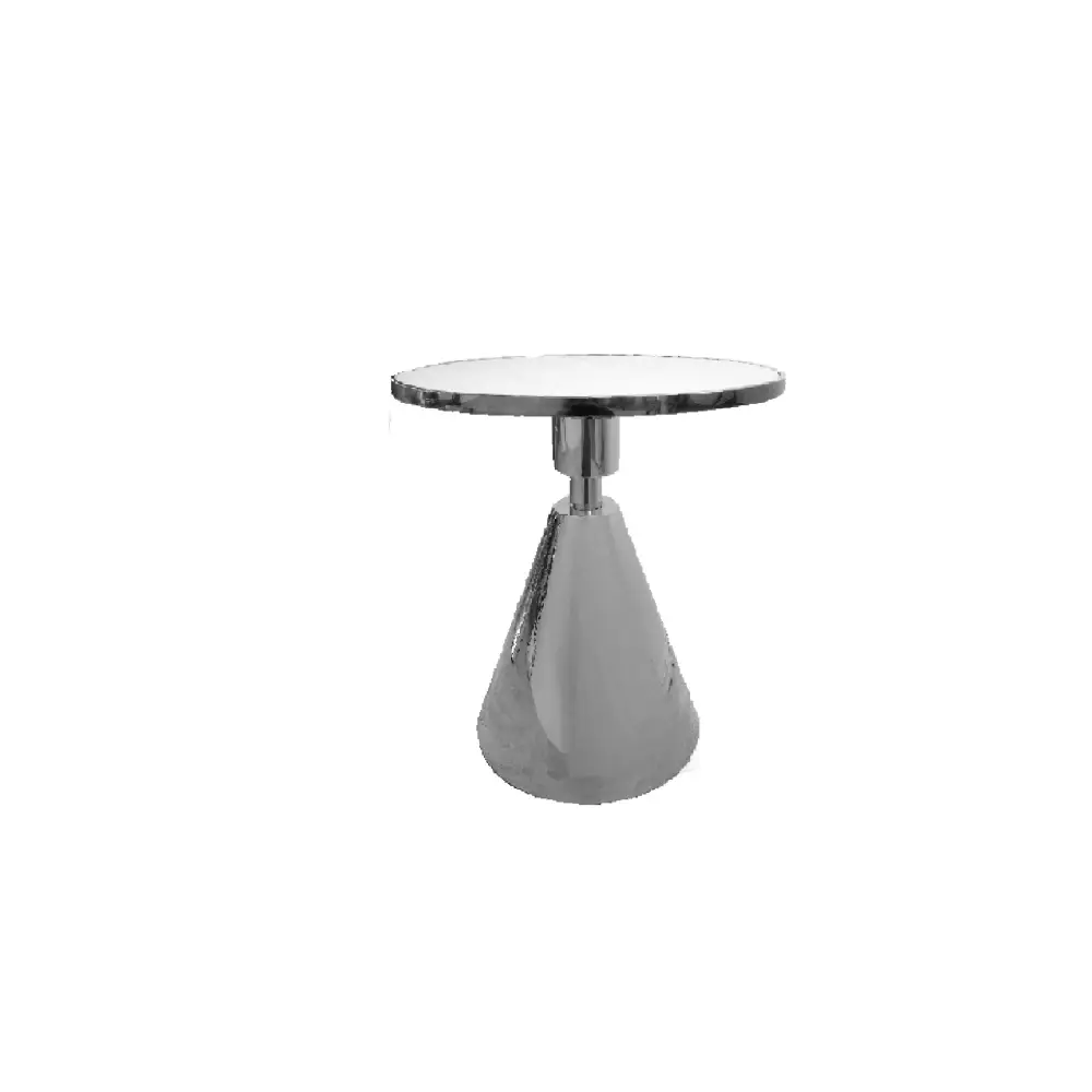 Glam Black 50cm Side Table - White Marble - Furniture > Living Room