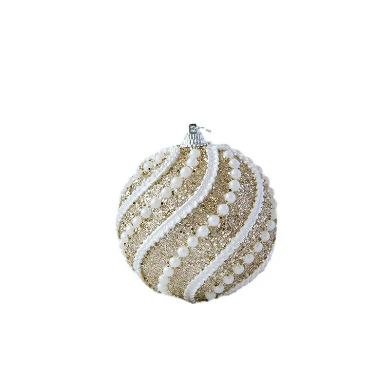 Glittery Christmas Baubles Pearl-Accented Holiday Ornaments in Assorted Colors 2 Sets Total(5 Colors Per Set)