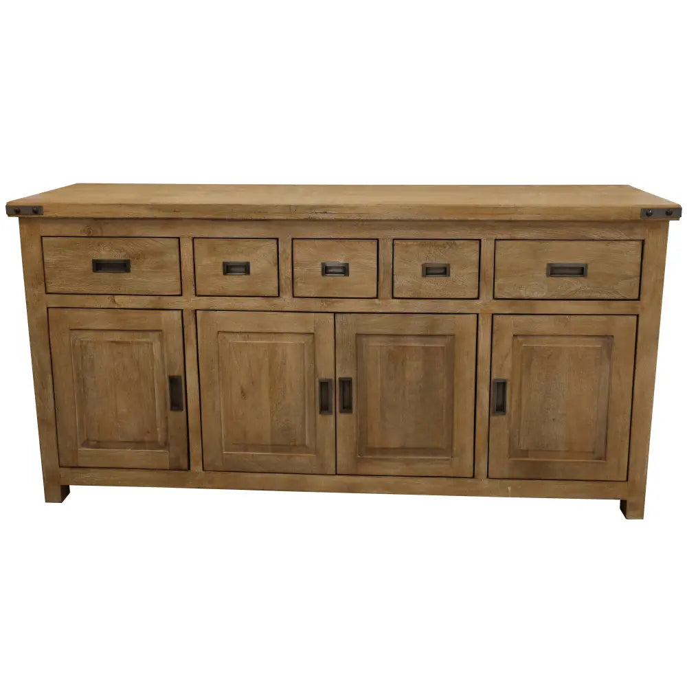 Gloriosa Buffet Table 180cm 4 Door 5 Drawer Solid Mango Timber Wood - Honey Wash - Furniture > Living Room