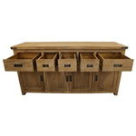 Gloriosa Buffet Table 180cm 4 Door 5 Drawer Solid Mango Timber Wood - Honey Wash - Furniture > Living Room