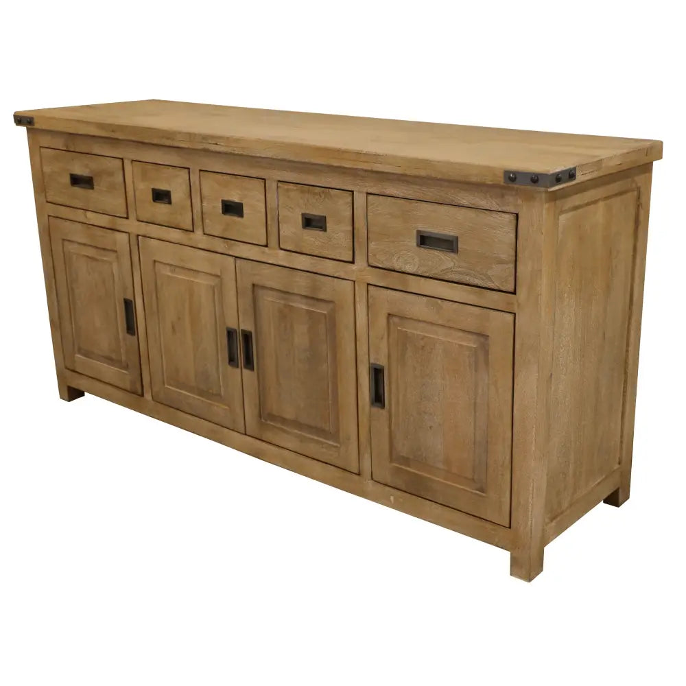 Gloriosa Buffet Table 180cm 4 Door 5 Drawer Solid Mango Timber Wood - Honey Wash - Furniture > Living Room