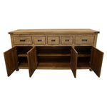Gloriosa Buffet Table 180cm 4 Door 5 Drawer Solid Mango Timber Wood - Honey Wash - Furniture > Living Room