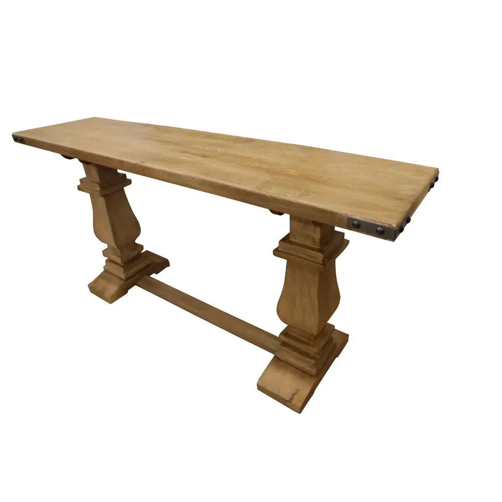 Gloriosa Console Entry Hallway Table 160cm Pedestal Mango Wood - Honey Wash - Furniture > Living Room