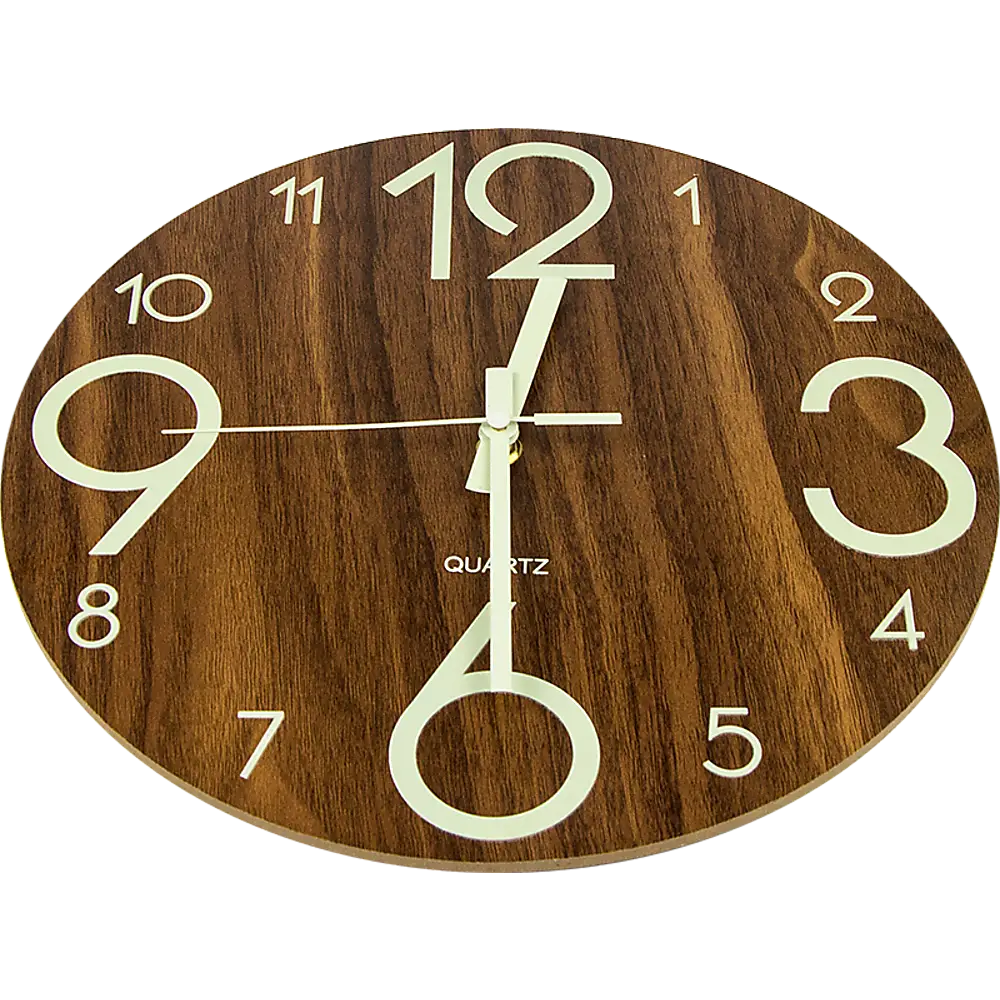 Glow In Dark Wall Clock Luminous Quartz Quiet Wooden Home Decor 30cm - Home & Garden > Decor