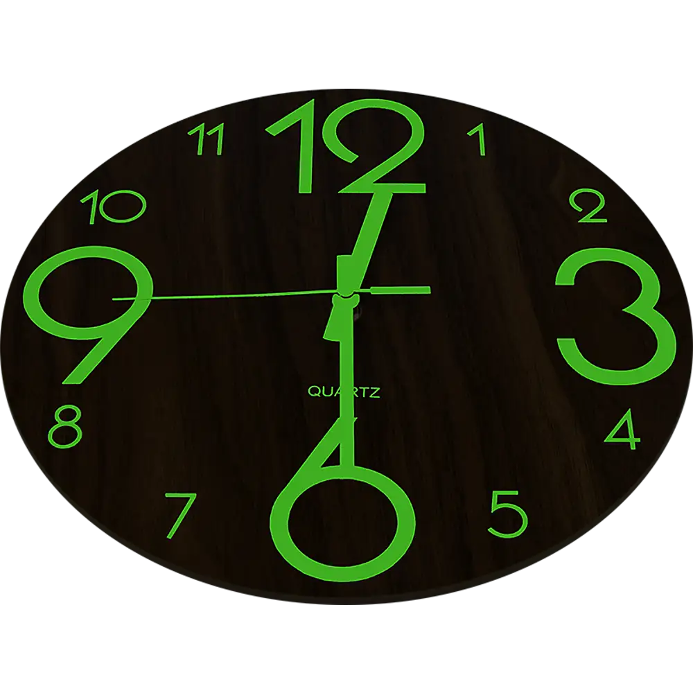 Glow In Dark Wall Clock Luminous Quartz Quiet Wooden Home Decor 30cm - Home & Garden > Decor