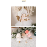 Gold and White Angel Ornament with Bells and Glitter Wings - Christmas Hanging Decoration 16*10*5cm Coffee colour (5