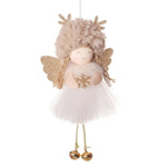 Gold and White Angel Ornament with Bells and Glitter Wings - Christmas Hanging Decoration 16*10*5cm Coffee colour (5