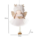 Gold and White Angel Ornament with Bells and Glitter Wings - Christmas Hanging Decoration 16*10*5cm White colour (5