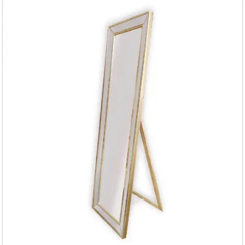 Gold Beaded Framed Mirror - Free Standing 50cm x 170cm - Home & Garden > Decor
