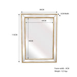 Gold Beaded Framed Mirror - Rectangle 80cm x 110cm - Home & Garden > Decor