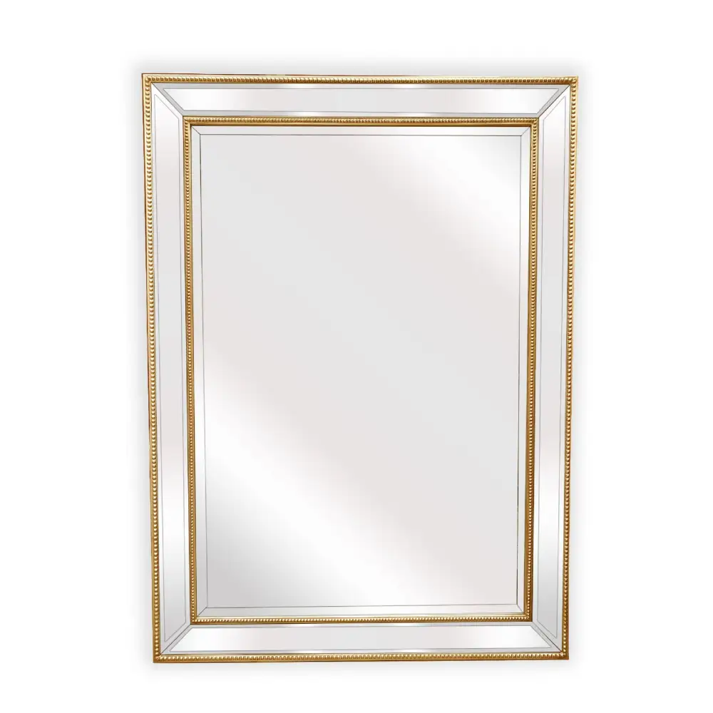 Gold Beaded Framed Mirror - Rectangle 80cm x 110cm - Home & Garden > Decor