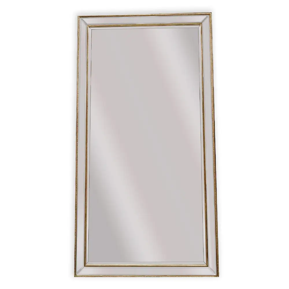 Gold Beaded Framed Mirror - X Large 190cm x 100cm - Home & Garden > Decor