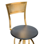 Gold Black Swivel Kitchen Bar Stool Chair with High Back in Netted Design Frame - Furniture > Bar Stools & Chairs