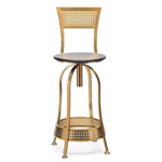Gold Black Swivel Kitchen Bar Stool Chair with High Back in Netted Design Frame - Furniture > Bar Stools & Chairs