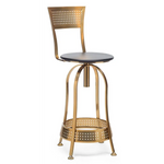 Gold Black Swivel Kitchen Bar Stool Chair with High Back in Netted Design Frame - Furniture > Bar Stools & Chairs