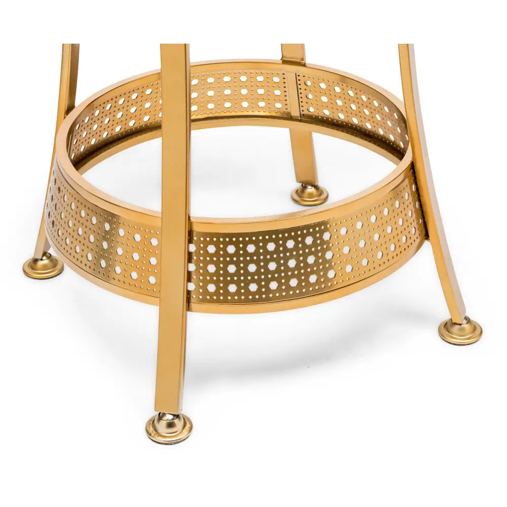 Gold Black Swivel Kitchen Bar Stool Chair with High Back in Netted Design Frame - Furniture > Bar Stools & Chairs