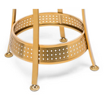 Gold Black Swivel Kitchen Bar Stool Chair with High Back in Netted Design Frame - Furniture > Bar Stools & Chairs