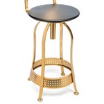 Gold Black Swivel Kitchen Bar Stool Chair with High Back in Netted Design Frame - Furniture > Bar Stools & Chairs