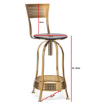 Gold Black Swivel Kitchen Bar Stool Chair with High Back in Netted Design Frame - Furniture > Bar Stools & Chairs