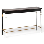 Gold Black Wooden Slim Hallway Console Table with Finial Legs - Furniture > Living Room