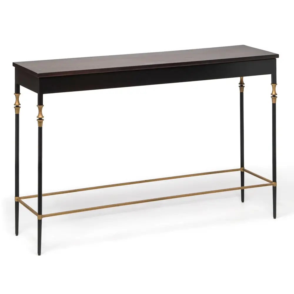 Gold Black Wooden Slim Hallway Console Table with Finial Legs - Furniture > Living Room
