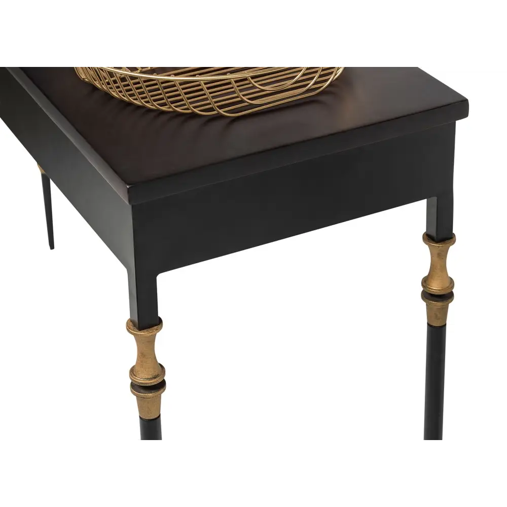 Gold Black Wooden Slim Hallway Console Table with Finial Legs - Furniture > Living Room