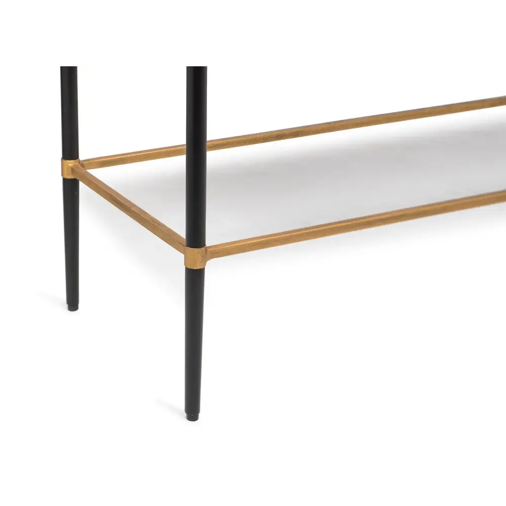 Gold Black Wooden Slim Hallway Console Table with Finial Legs - Furniture > Living Room