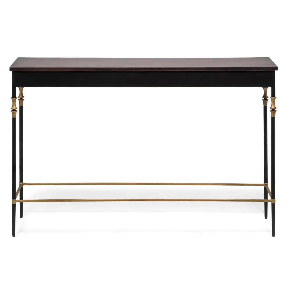 Gold Black Wooden Slim Hallway Console Table with Finial Legs - Furniture > Living Room