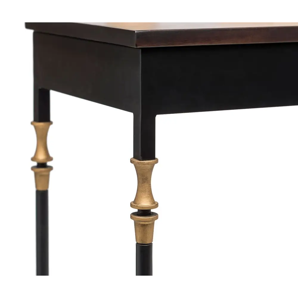 Gold Black Wooden Slim Hallway Console Table with Finial Legs - Furniture > Living Room