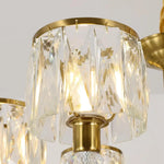 Gold Chandelier 6 Lights Wagon Wheel Clear Crystal - Home & Garden > Lighting