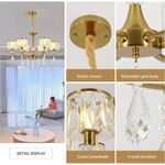 Gold Chandelier 6 Lights Wagon Wheel Clear Crystal - Home & Garden > Lighting