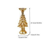 Gold Christmas Tree Candle Holder - Elegant Resin Pillar Stand 27.5cm Festive Decoration - Occasions > Christmas >