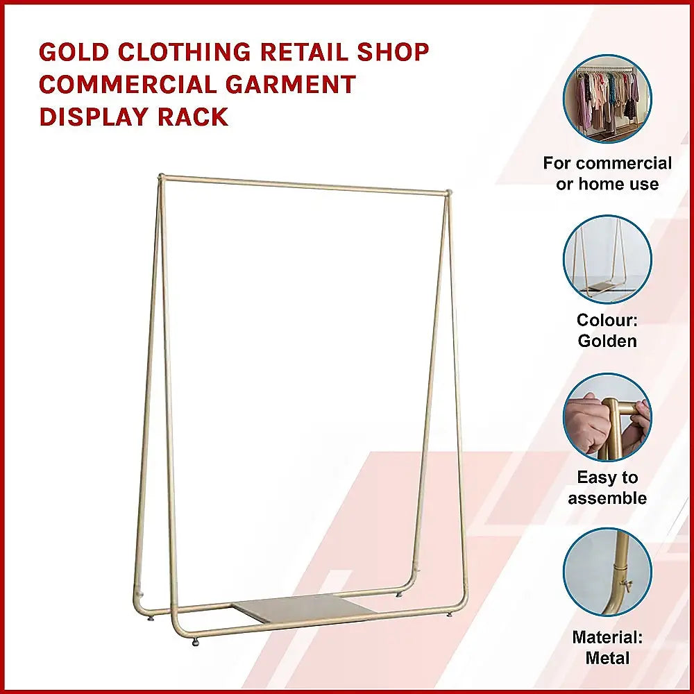 Gold Clothing Retail Shop Commercial Garment Display Rack - Furniture > Office