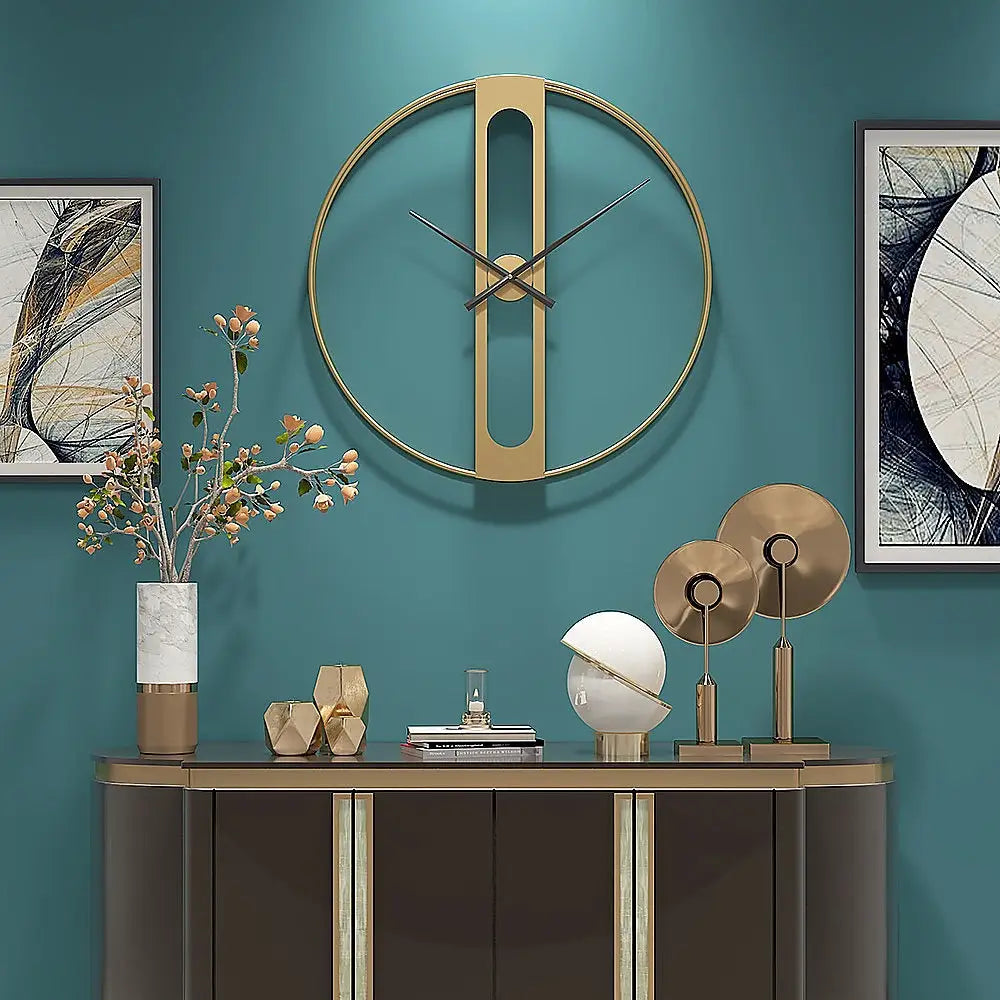 Gold Clover Metal Wall Clock - Home & Garden > Decor